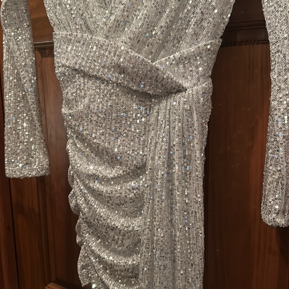 Elegant Silver Sequin dress NWT - Picture 3 of 9
